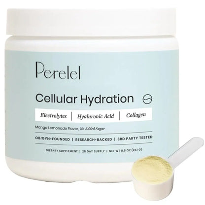 Perelel Hydration Powder, Electrolyte Supplement with Collagen & Hyaluronic Acid, Mango Lemonade Flavor, Soy & Gluten Free, Non GMO, No Added Sugar, 28 Servings Perelel