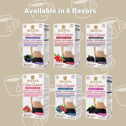 Hyleys Colon Cleanse Tea Acai Berry Flavor - 25 Tea Bags (12 Pack - 300 Tea Bags Total) HYLEYS buy australia supplements