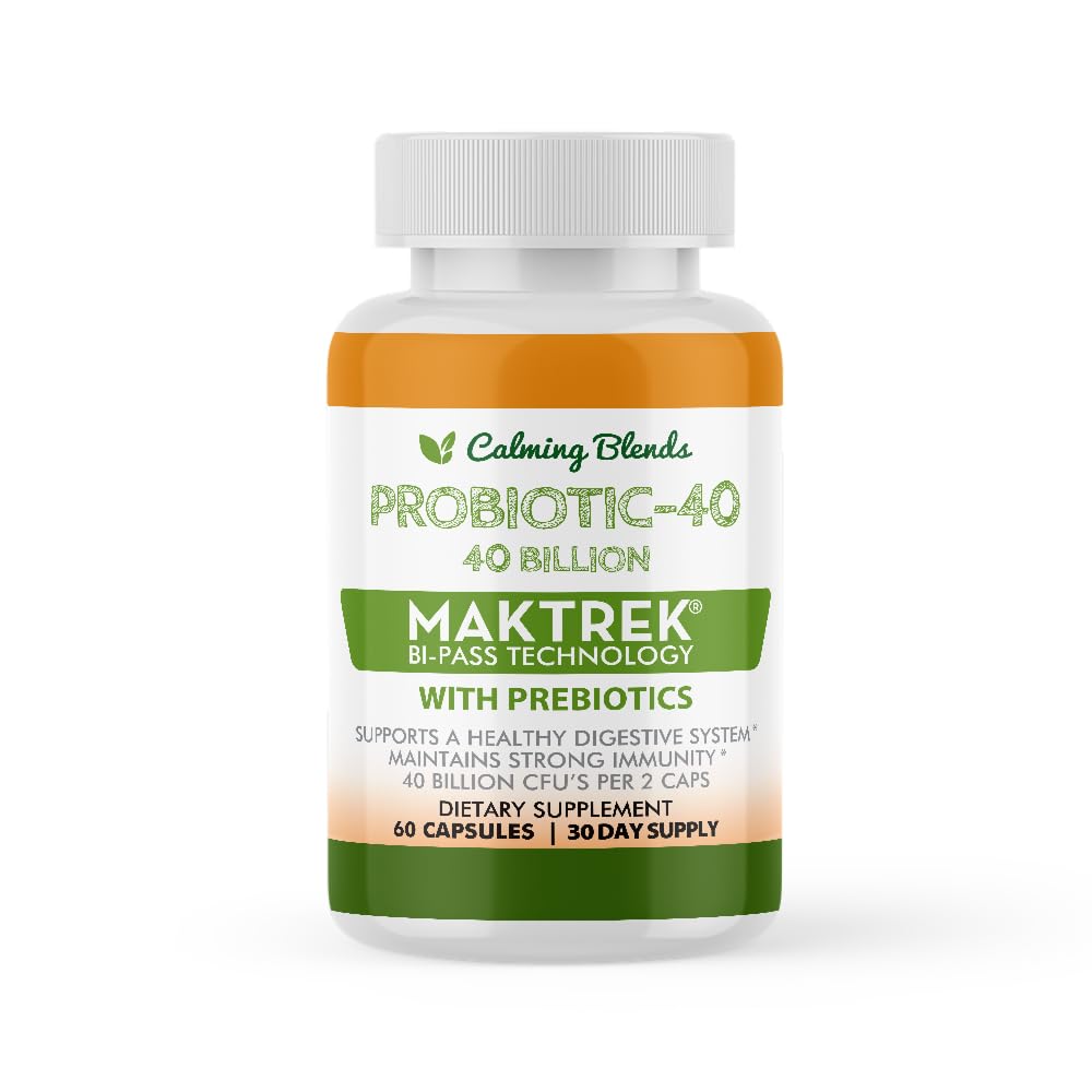 CALMING BLENDS Probiotic, 40 Billion CFU, Bi-Pass Delivery System for Maximum Effectiveness, Shelf Stable, 60 Vegetable Capsules CALMING BLENDS buy australia supplements