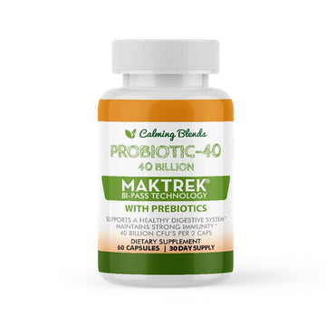 CALMING BLENDS Probiotic, 40 Billion CFU, Bi-Pass Delivery System for Maximum Effectiveness, Shelf Stable, 60 Vegetable Capsules CALMING BLENDS buy australia supplements