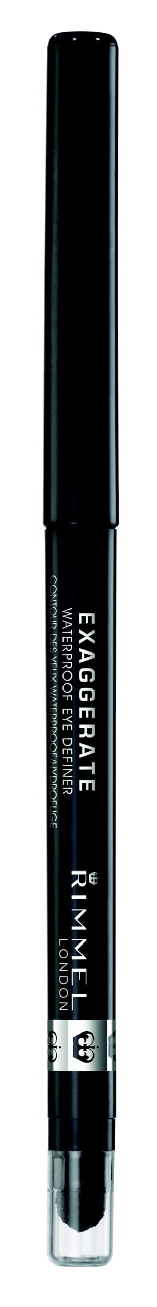 Rimmel London Exaggerate Waterproof Eye Definer Eyeliner, Highly Pigmented, Long-Wearing, Built-In Smudger, 262, Blackest Black, 0.01oz Rimmel