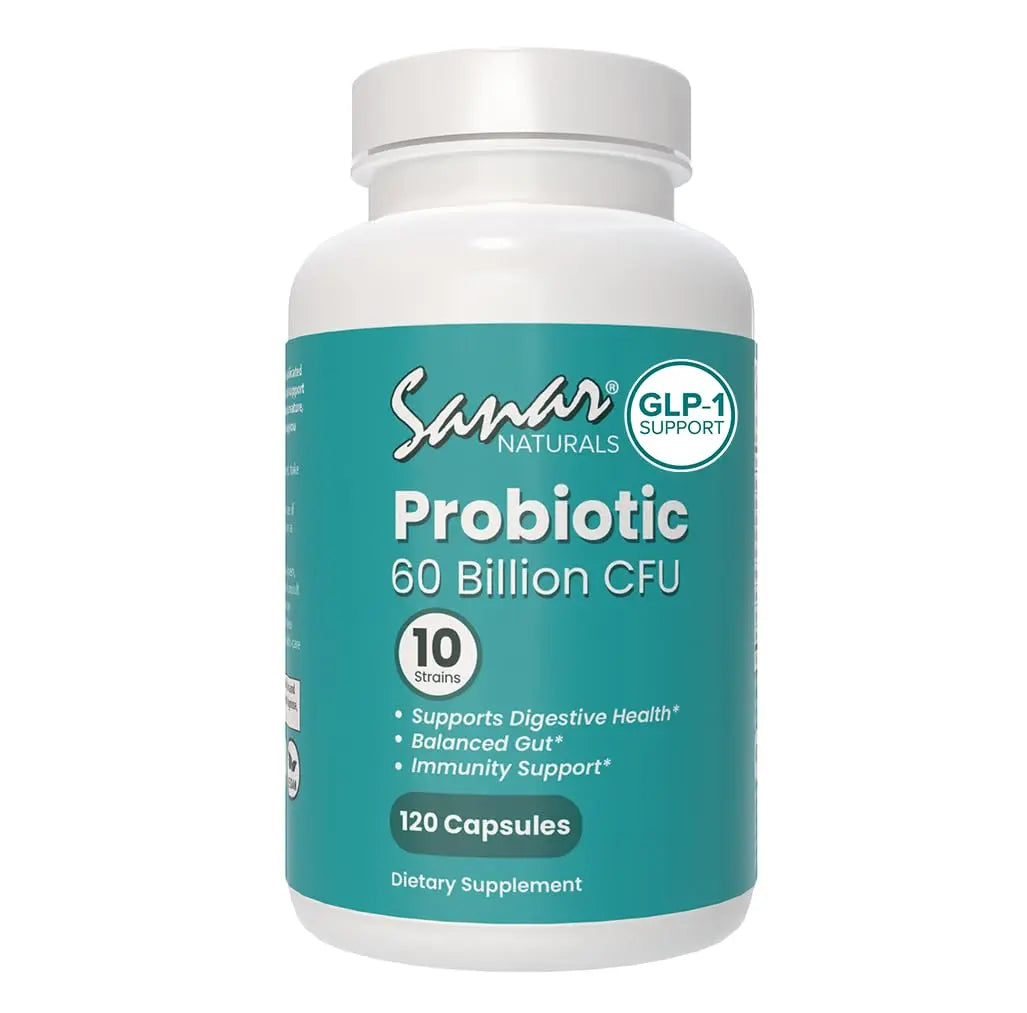 Sanar Naturals Probiotics 60 Billion CFU –  Support, Digestive & Gut Health - Probiotics for Women and Men - Vegan, Non-GMO, Gluten Free, 120 Capsules Sanar Naturals