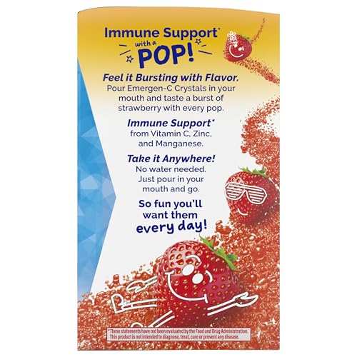 Emergen-C Kidz Crystals, On-the-Go Emergen-C Immune Support Supplement with Vitamin C, B Vitamins, Zinc and Manganese Emergen-C