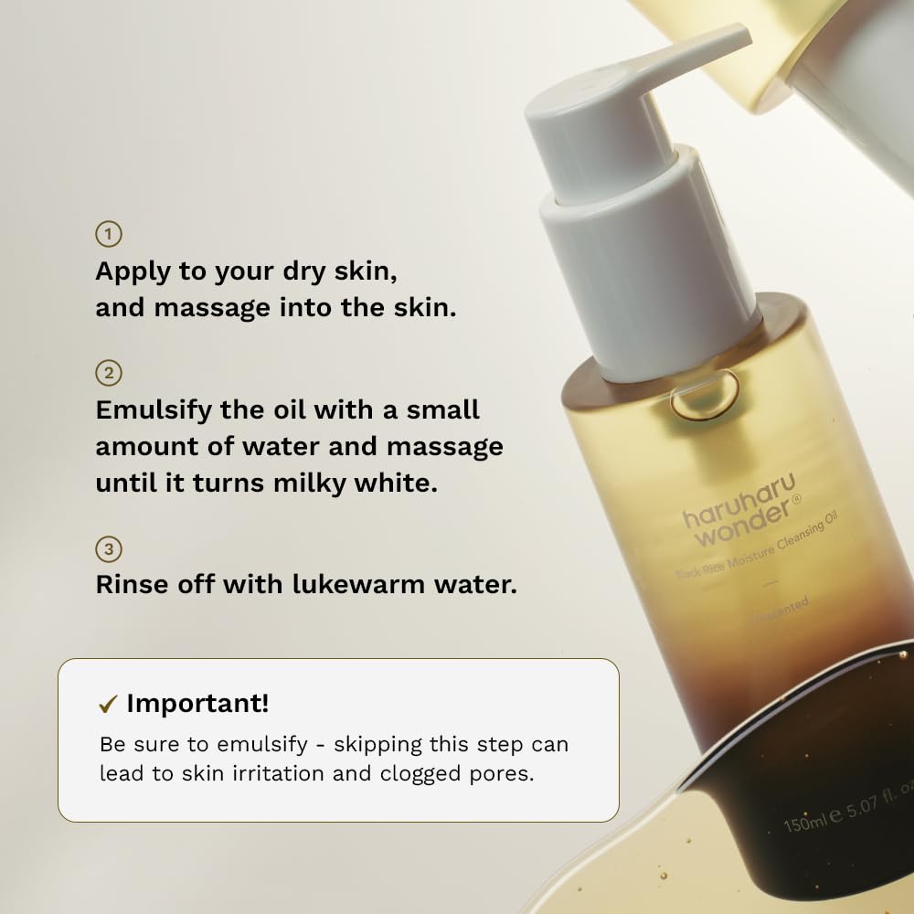 HARUHARU wonder Black Rice Moisture Cleansing Oil, 5.07 fl. oz HARUHARU