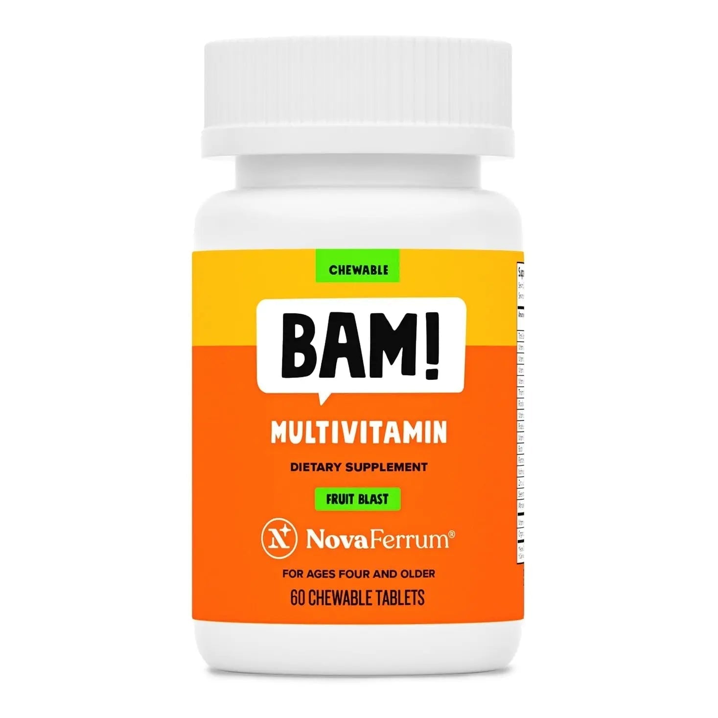 NovaFerrum BAM Chewable Multivitamin for Kids & Adults Ages 4 and Above – Fruit Blast Flavor – 60 Chewable Tablets NovaFerrum buy australia supplements