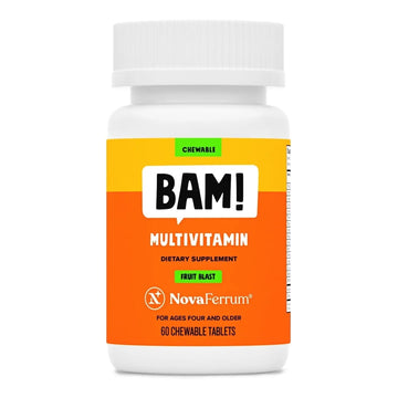 NovaFerrum BAM Chewable Multivitamin for Kids & Adults Ages 4 and Above – Fruit Blast Flavor – 60 Chewable Tablets NovaFerrum buy australia supplements