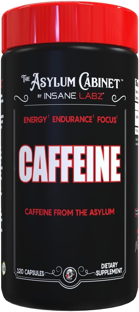 Insane Labz, Caffeine 100mg Energy, Focus, Fast Acting, 120 Capsules