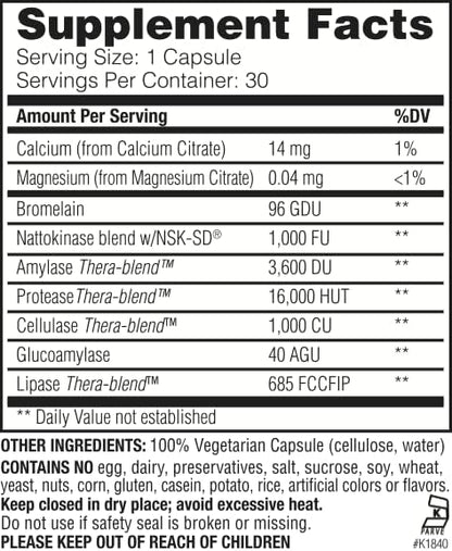 Enzymedica Natto-K Capsules, Vegan, Gluten Free, Kosher - 90 Capsules Gsupps Australia