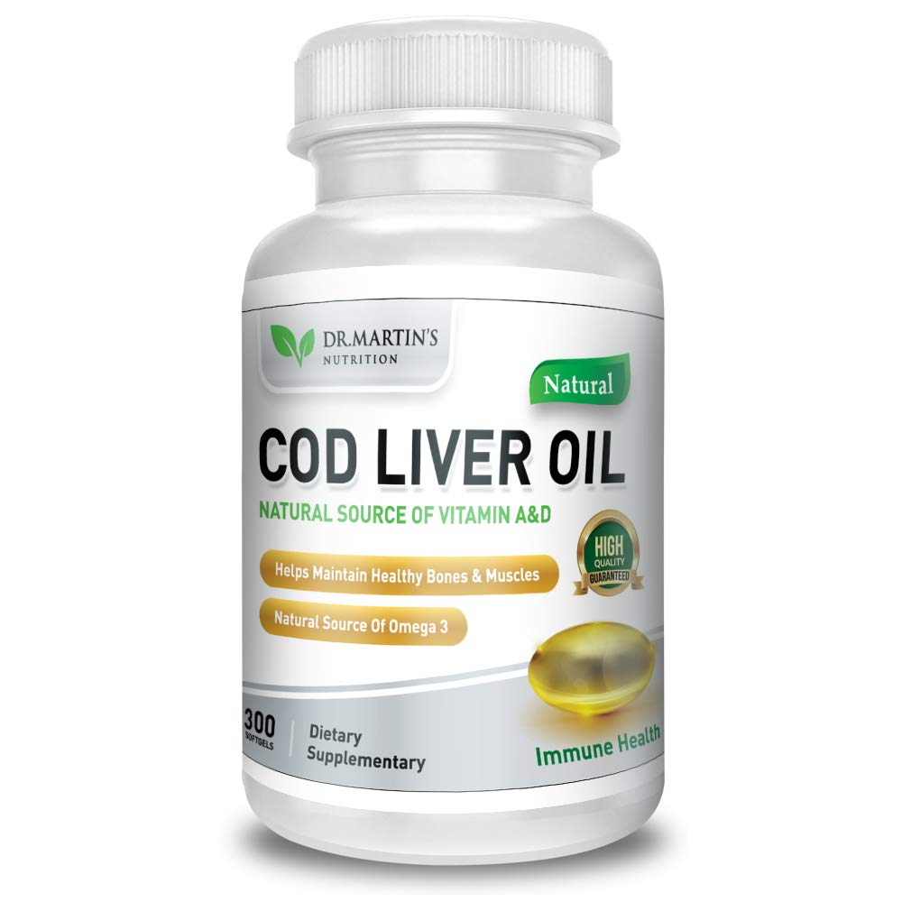COD Liver Oil | 300 Softgels | Natural Source of Omega 3 Fatty Acids | Triple Strength | Best Immune Health, Healthy Bones & Muscle Dietary Supplement | DR. MARTIN'S NUTRITION buy australia supplements