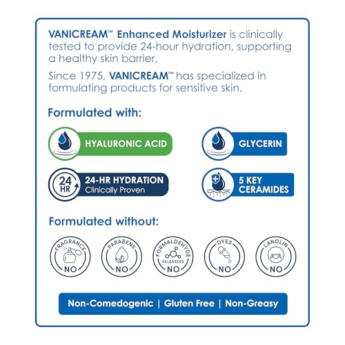 Vanicream Enhanced Moisturizer, 12 fl oz, Formulated without Common Irritants, Body Moisturizer, All-Day Hydration with Hyaluronic Acid Vanicream