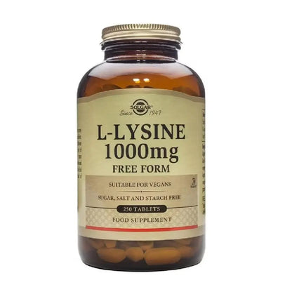 Solgar L-Lysine 1000 mg, 250 Tablets - Enhanced Absorption and Assimilation - Promotes Integrity of Skin and Lips - Collagen Support - Amino Acids Solgar