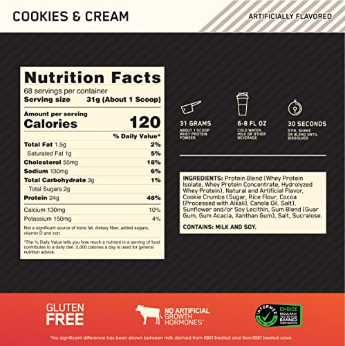 Optimum Nutrition Gold Standard 100% Whey Protein Powder, Cookies & Cream, 5 Pound Optimum Nutrition buy australia supplements