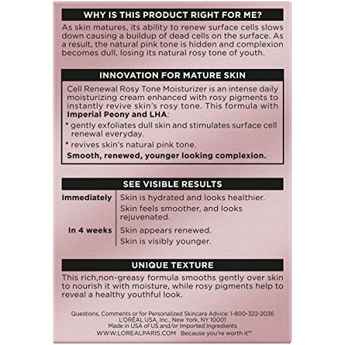 L'Oreal Paris Age Perfect Rosy Tone Anti-Sagging Face Moisturizer, Renew & Revive Healthy Tone, 1.7 oz (Packaging May Vary) L'Oreal Paris