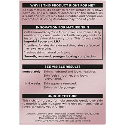 L'Oreal Paris Age Perfect Rosy Tone Anti-Sagging Face Moisturizer, Renew & Revive Healthy Tone, 1.7 oz (Packaging May Vary) L'Oreal Paris