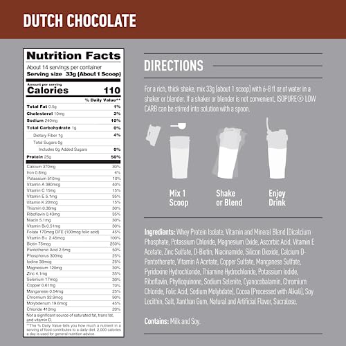 Isopure Dutch Chocolate Whey Isolate Protein Powder with Vitamin C & Zinc for Immune Isopure buy australia supplements