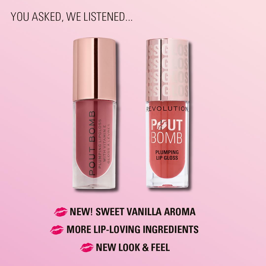 Revolution Pout Bomb Plumping Lip Gloss, Glaze Clear Revolution Beauty London