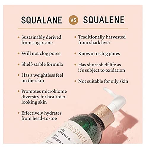 BIOSSANCE 100% Squalane Oil - Vegan Face & Body Oil Moisturizer - 3.3 oz BIOSSANCE