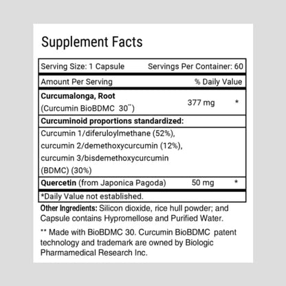 Advanced Bionutritionals Curcumitol-Q® – BioBDMC® Curcumin Supplement - Curcumin I, II & III with Quercetin