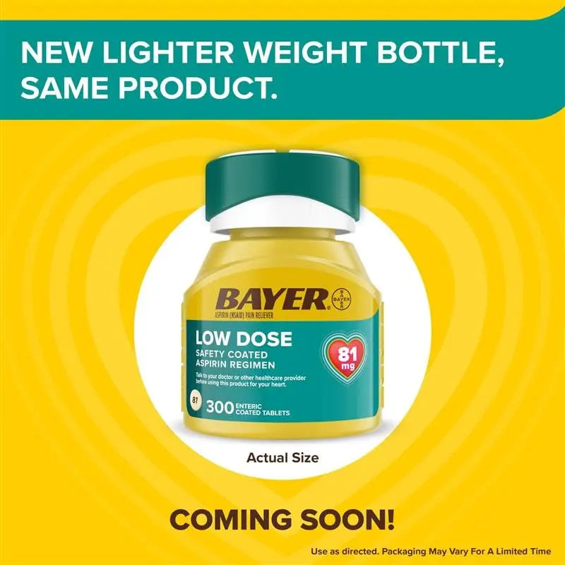 Bayer Aspirin Low Dose 81 mg, Enteric Coated Tablets, Doctor Recommended, Secondary Prevention of Cardiovascular Disease, 300 Safety Coated Tablets (Packaging may vary) Bayer buy australia supplements