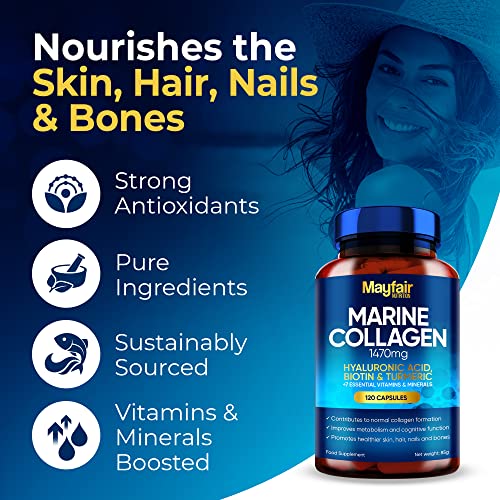 Mayfair Nutrition Marine Collagen 120 High Strength Capsules 1470mg Complex with Hyaluronic Acid Mayfair Nutrition buy australia supplements