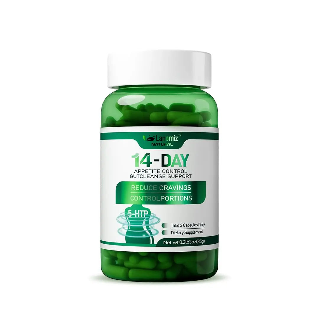 Lanomiz 14DAY Appetite & Craving Control Gut Health Complex Featuring Delayed-Release Probiotics & White Kidney Bean Extract 5-HTP Lanomiz