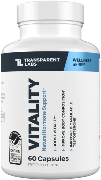 Transparent Labs Vitality Men with Ashwagandha KSM-66, PrimaVie Shilajit Extract, & DIM to Support Vitality, & Bioavailable - 60 Count Transparent Labs