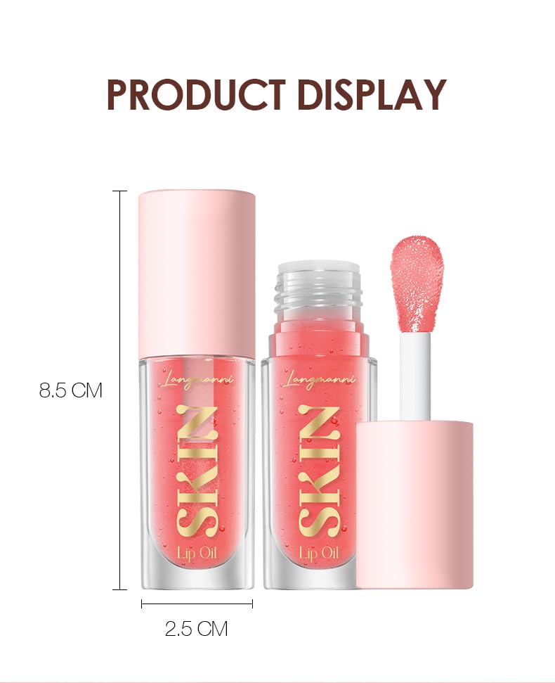 LANGMANNI 2 Pack Fruit Flavored Lip Oil Balm, Strawberry + Coco LANGMANNI