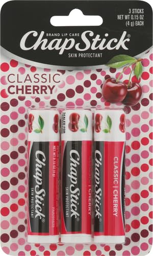 ChapStick Classic Skin Protectant Flavored Lip Balm Tube, Cherry Flavor, 0.15 Ounce (Pack of 3) ChapStick