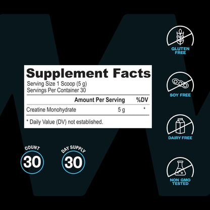 ONNIT Creatine Monohydrate Powder, IGEN(TM) Non-GMO Tested 5g Premium Creatine for Muscle Strength, Power and Lean Mass, Supports Brain Health, Brain Cellular Energy, Unflavored, 30 Servings, 5.29 oz