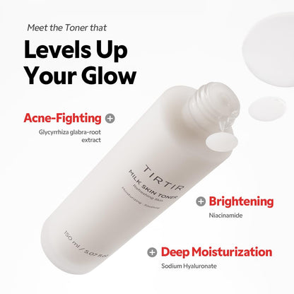 TIRTIR Milk Skin Rice Toner - Deep Moisturizing, Hydrating and Refreshing for face, Niacinamide, Ceramide, Rice Bran Extract, Nature-Oriented Ingredients, Korean Skin Care, Vegan, 150ml / 5.07 fl.oz. TIRTIR