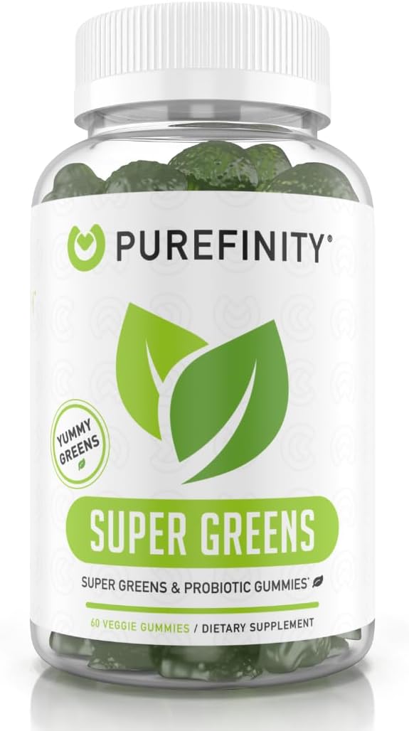 PUREFINITY Fiber + Super Greens Gummies Bundle (Inulin FOS Prebiotic Fiber Gummies + Super Greens Gummies – Daily Supergreens with Spirulina, Alfalfa, Spinach, Broccoli, Beet Root, Acai)