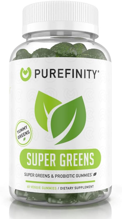 PUREFINITY Fiber + Super Greens Gummies Bundle (Inulin FOS Prebiotic Fiber Gummies + Super Greens Gummies – Daily Supergreens with Spirulina, Alfalfa, Spinach, Broccoli, Beet Root, Acai)