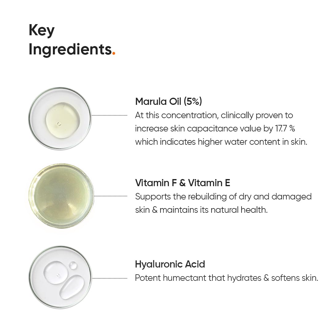 Minimalist Marula Oil 5% Face Moisturizer for Dry, Dehydrated, Flaky Skin | With Hyaluronic Acid, Vitamin E, Vitamin F for Barrier Repair & Hydration | For Women & Men | 1.7 Oz / 50 gm Minimalist