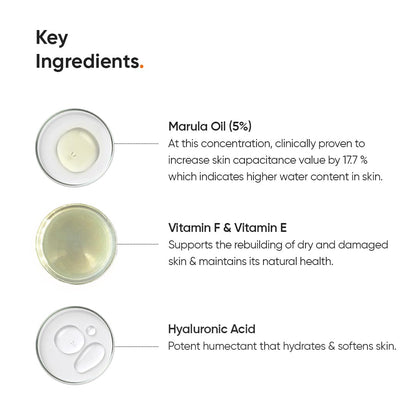 Minimalist Marula Oil 5% Face Moisturizer for Dry, Dehydrated, Flaky Skin | With Hyaluronic Acid, Vitamin E, Vitamin F for Barrier Repair & Hydration | For Women & Men | 1.7 Oz / 50 gm Minimalist