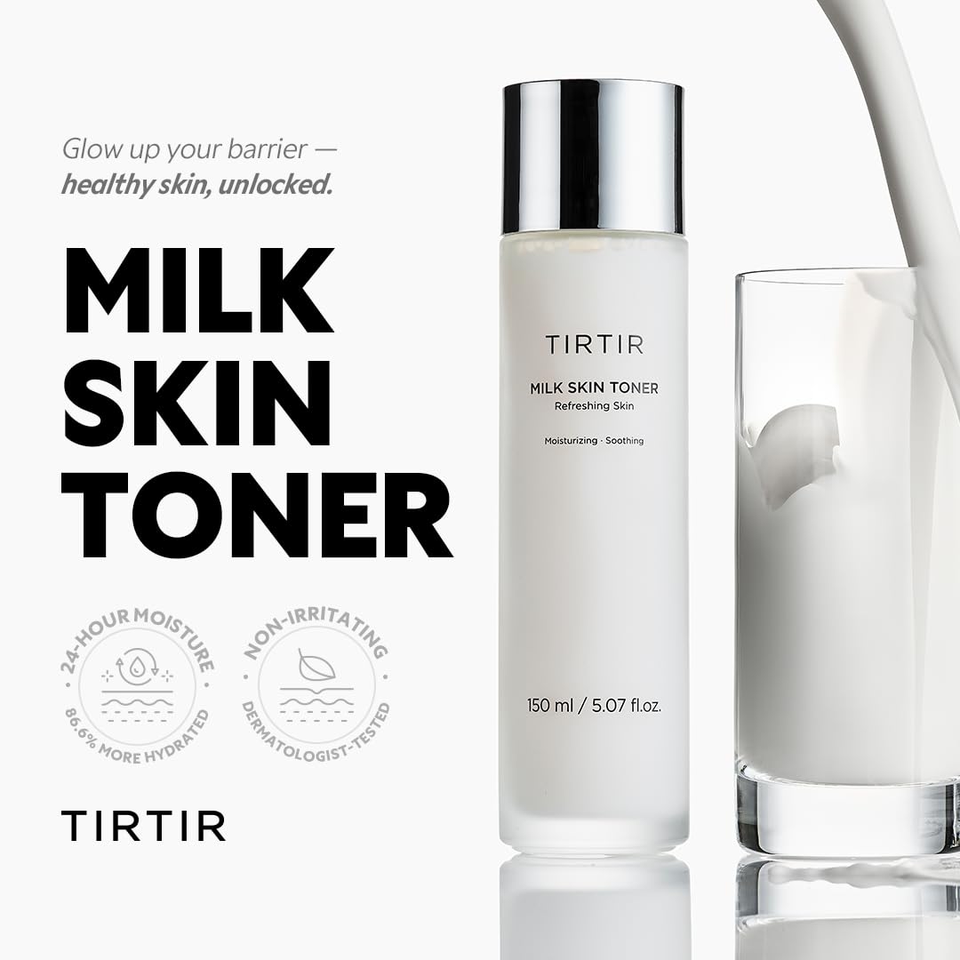 TIRTIR Milk Skin Rice Toner - Deep Moisturizing, Hydrating and Refreshing for face, Niacinamide, Ceramide, Rice Bran Extract, Nature-Oriented Ingredients, Korean Skin Care, Vegan, 150ml / 5.07 fl.oz. TIRTIR