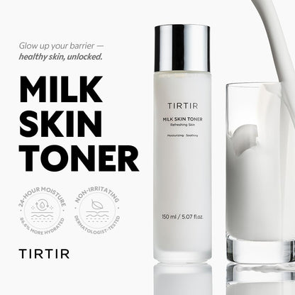 TIRTIR Milk Skin Rice Toner - Deep Moisturizing, Hydrating and Refreshing for face, Niacinamide, Ceramide, Rice Bran Extract, Nature-Oriented Ingredients, Korean Skin Care, Vegan, 150ml / 5.07 fl.oz. TIRTIR
