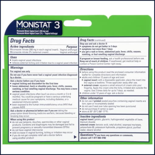 Monistat 3-Day Yeast Infection Treatment | Ovules + Itch Cream Monistat buy australia supplements