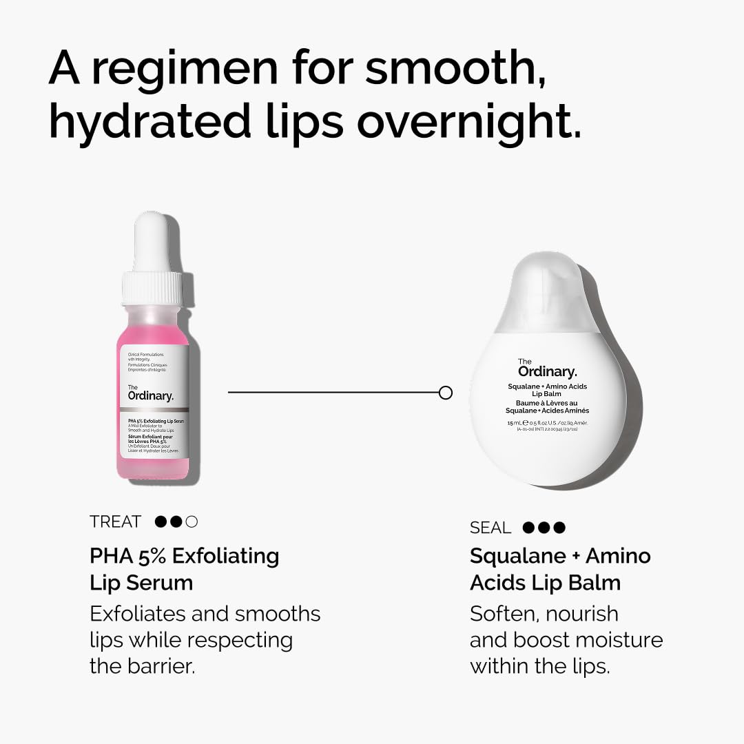 The Ordinary PHA 5% Exfoliating Lip Serum, Hydrating Overnight Lip Exfoliator Treatment, 0.5 Fl Oz The Ordinary