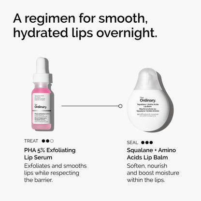 The Ordinary PHA 5% Exfoliating Lip Serum, Hydrating Overnight Lip Exfoliator Treatment, 0.5 Fl Oz The Ordinary