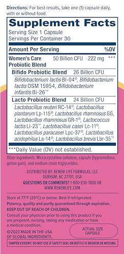 Renew Life Women's Probiotic Capsules, 50 Billion CFU Guaranteed, Supports Vaginal, Urinary Renew Life buy australia supplements