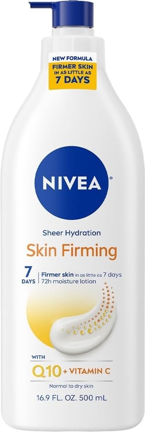 NIVEA Sheer Hydration Skin Firming Body Lotion, Q10 & Vitamin C, 16.9 Fl Oz NIVEA