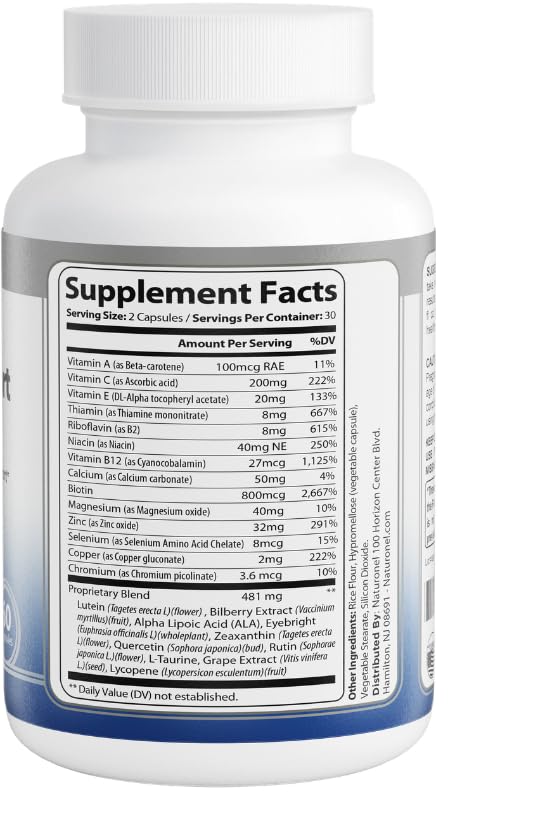 Naturonel Macular Support Formula – Vision & Eye Health with Lutein, Zeaxanthin, Bilberry, Eyebright & Antioxidants | Non-GMO, Made in USA, GMP Certified – 60 Capsules, 30 Day Supply (1) Naturonel buy australia supplements