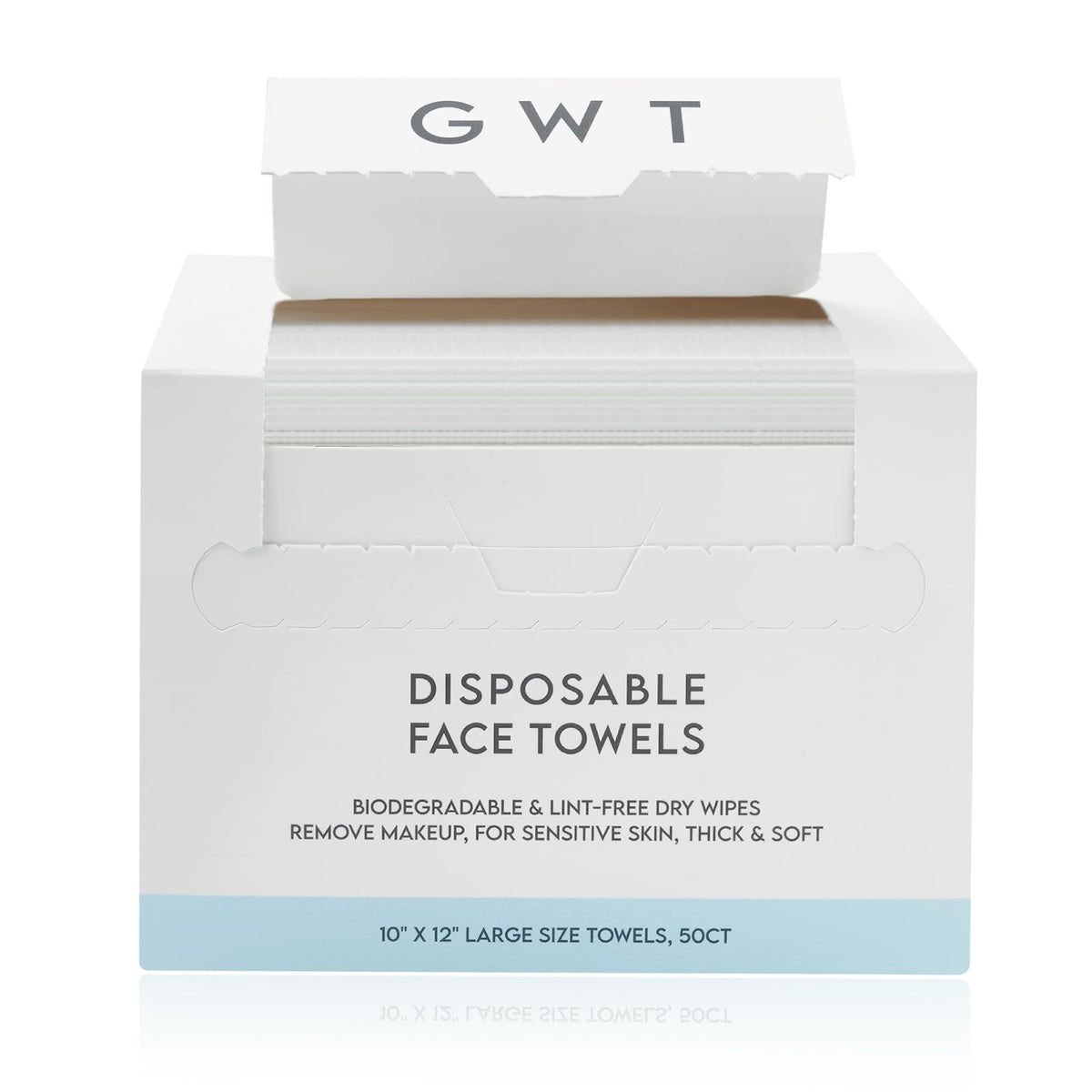 GWT XL Disposable Fragrance-Free Face Towels, 50 Count, 1 Pack Gold Water Trading