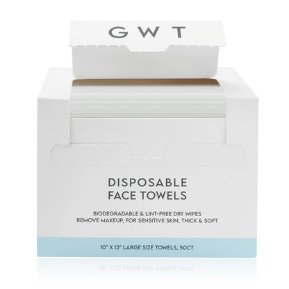 GWT XL Disposable Fragrance-Free Face Towels, 50 Count, 1 Pack Gold Water Trading