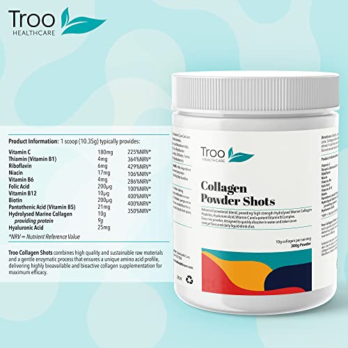 Hydrolysed Marine Collagen Peptides Powder Enhanced with Essential Vitamins 300g Troo Health Care buy australia supplements