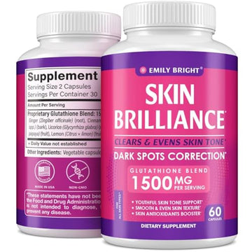 Glutathione Capsules - 1,500mcg Glutathione Supplement - Skin Tone Enhancer - Targets Emily Bright INC buy australia supplements