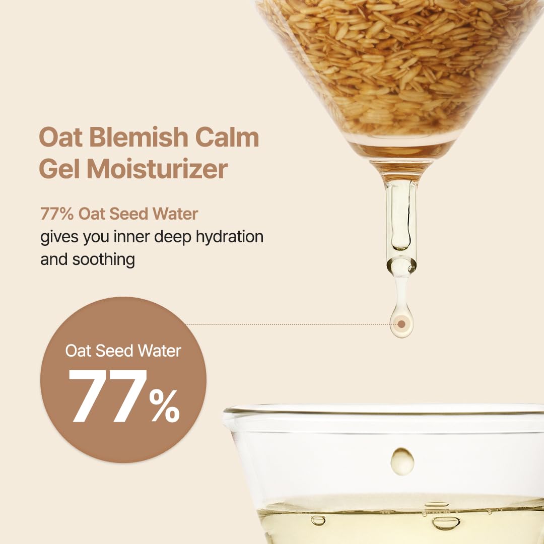 PURITO Oat In Calming Gel Cream, Non-Comedogenic, 77% Oat Seed Water Lightweight Water-Gel Face Moisturizer PURITO