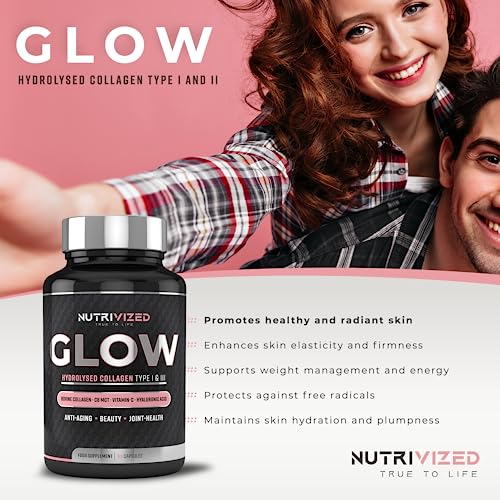 Nutrivized Glow Hydrolysed Type 1&3 Collagen with Premium Pure C8 MCT Oil - Vitamin C & Hyaluronic Acid Nutrivized buy australia supplements