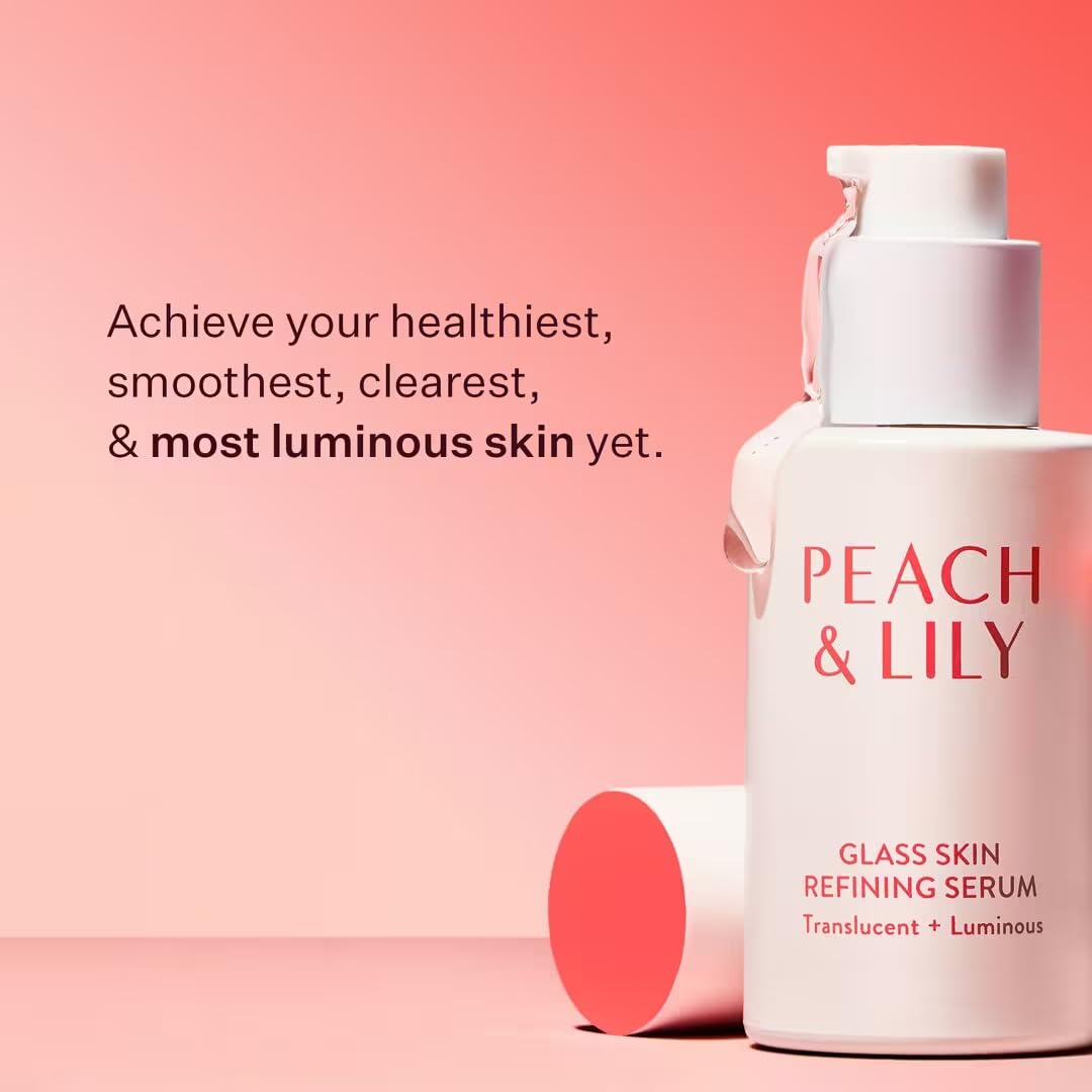 Peach & Lily - Glass Skin Refining Serum for Face (1.35 ounces) - Hyaluronic Acid Niacinamide Serum - Sensitive Skin - Vitamin B3, Peach & Yam, Peptides - Self Care, Vegan, Cruelty Free, Korean Beauty Peach & Lily