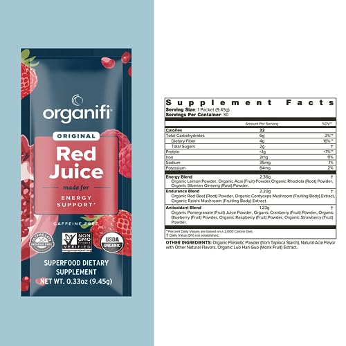 Organifi Red Juice - Vegan Energy Powder - Berry-Flavored Adaptogen Drink - Caffeine Organifi buy australia supplements